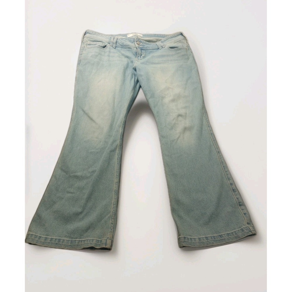 Hollister Low Rise Boot Cut Blue Jeans Size W34 / 18R Women's Flap Pockets